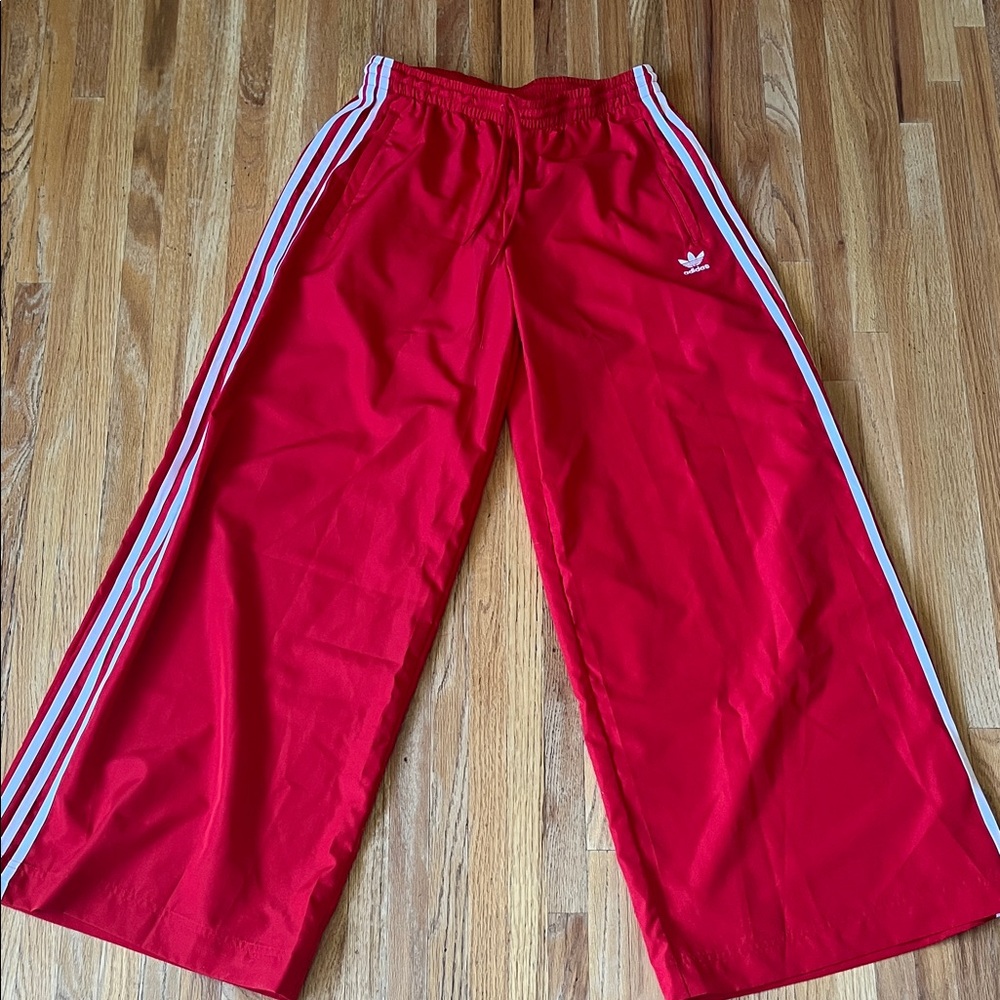 Adidas Red Pants with White Accents